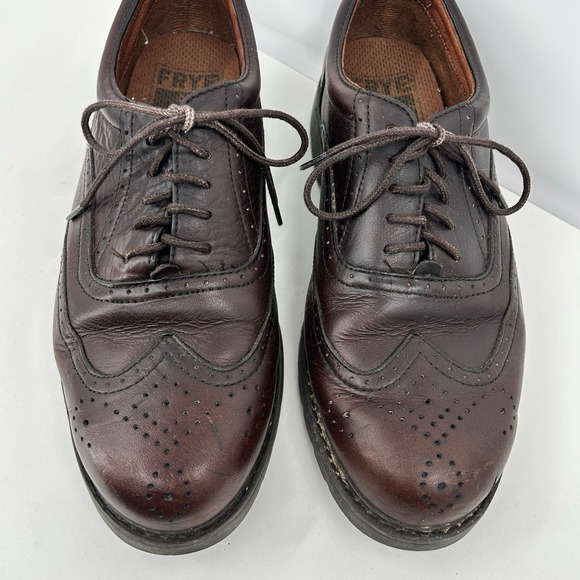 Frye Mens Mansfield Leather Wingtip Oxford Shoes Size 9 Burgandy Preppy Career main image 7